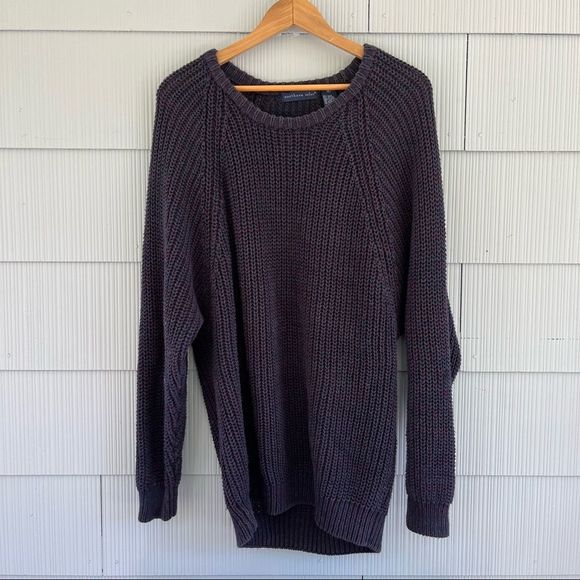 Blue Multicolor Ribbed Knit Vintage Crew Neck Sweater Cozy Oversized  XL - Picture 2 of 4